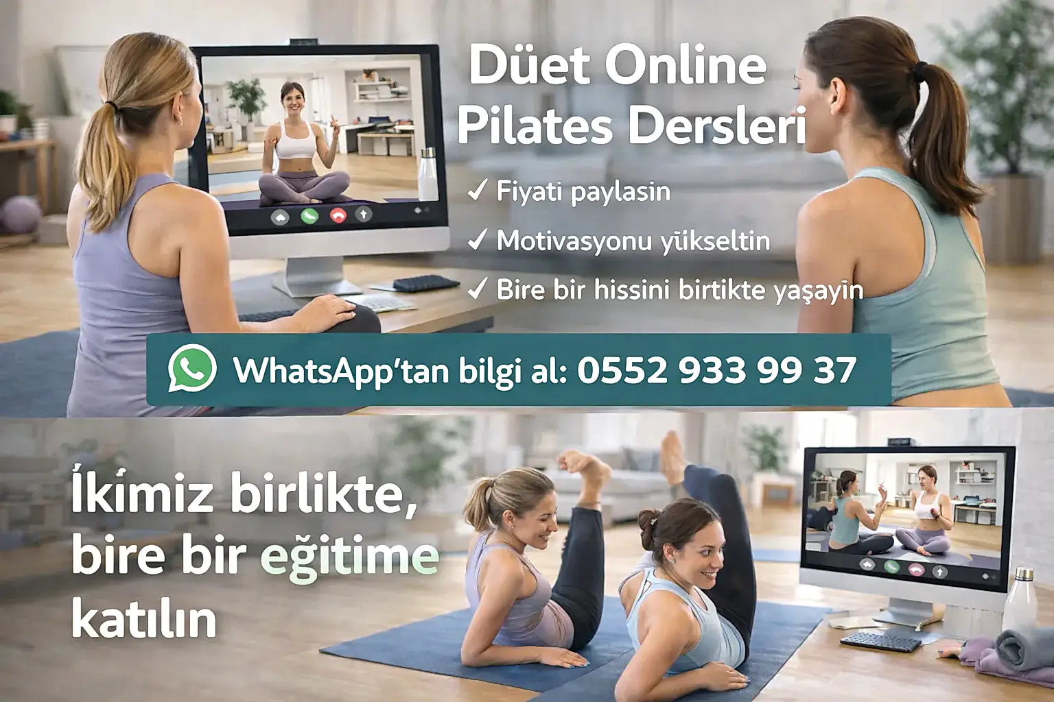 Begum Celik ile duet online pilates dersleri
